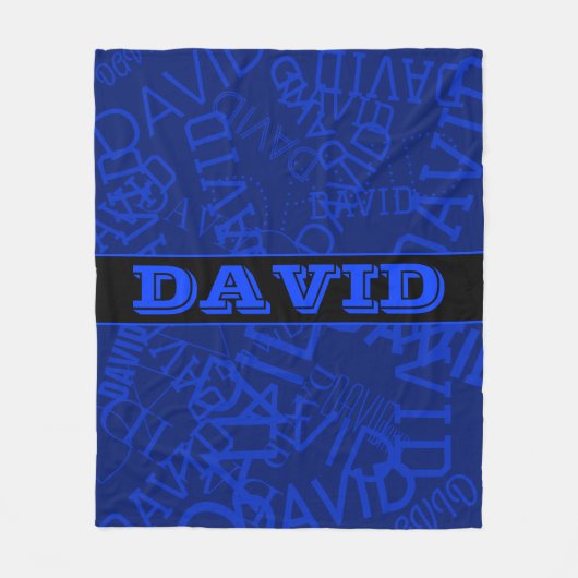 Monogrammed naam met naam collage in marineblauw fleece deken (Voorkant)