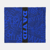 Monogrammed naam met naam collage in marineblauw fleece deken (Voorkant (Horizontaal))
