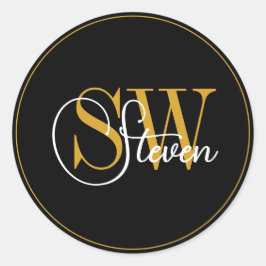 Monogrammed Naam & Moderne Handtekening Ronde Sticker