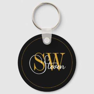 Monogrammed Naam & Moderne Handtekening Sleutelhanger