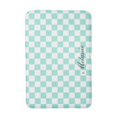 Monogrammed Naam Moderne Munt en Witte Geruite Badmat (Voorkant Verticaal)