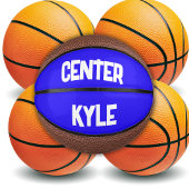 Monogrammed Naam & Positie in Blauw/Wit | Basketbal