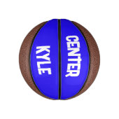 Monogrammed Naam & Positie in Blauw/Wit | Basketbal (Verticaal)