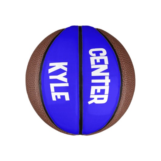 Monogrammed Naam & Positie in Blauw/Wit | Basketbal (Verticaal)