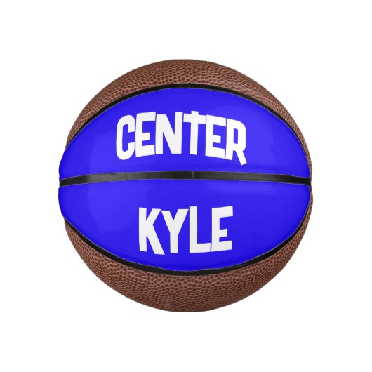Monogrammed Naam & Positie in Blauw/Wit | Basketbal (Voorkant)