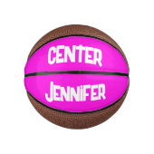 Monogrammed Naam & Positie in Roze/Wit | Basketbal (Voorkant)