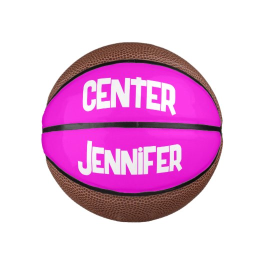 Monogrammed Naam & Positie in Roze/Wit | Basketbal (Voorkant)