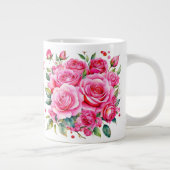 Monogrammed Naam Roze Rozen | Grote Koffiekop (Rechts)