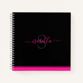Monogrammed Naam Roze Zwart Notitieboek (Voorkant)