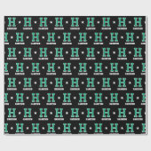 Monogrammed Naam Star Green Black Custom Cadeaupapier (Vlak)