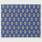 Monogrammed Naam Star Navy Gold Custom Cadeaupapier (Vlak)