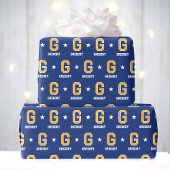 Monogrammed Naam Star Navy Gold Custom Cadeaupapier