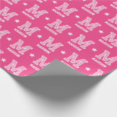Monogrammed naam Star Pink Custom Cadeaupapier (Hoek)