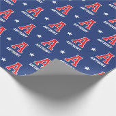 Monogrammed naam Star Red Navy Custom Cadeaupapier (Hoek)