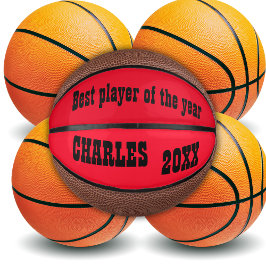 Monogrammed Naam & Tekst in Rood/Zwart | Basketbal