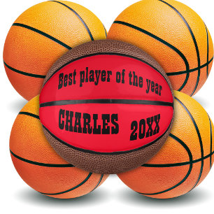 Monogrammed Naam & Tekst in Rood/Zwart   Basketbal