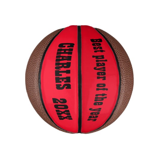 Monogrammed Naam & Tekst in Rood/Zwart | Basketbal (Verticaal)