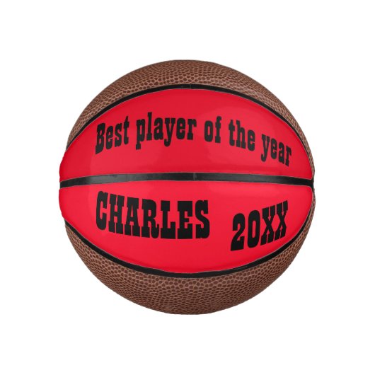 Monogrammed Naam & Tekst in Rood/Zwart | Basketbal (Voorkant)