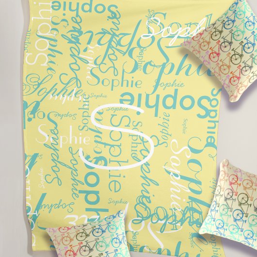 Monogrammed naam typografie patroon fleece deken