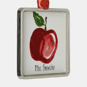 Monogrammed-naam van de Rode Apple-leraar Metalen Ornament (Rechts)