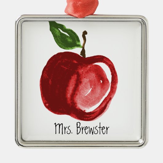 Monogrammed-naam van de Rode Apple-leraar Metalen Ornament (Voorkant)
