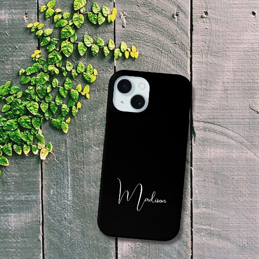 Monogrammed Naam Zwart Wit Minimalistisch Case-Mate iPhone Case