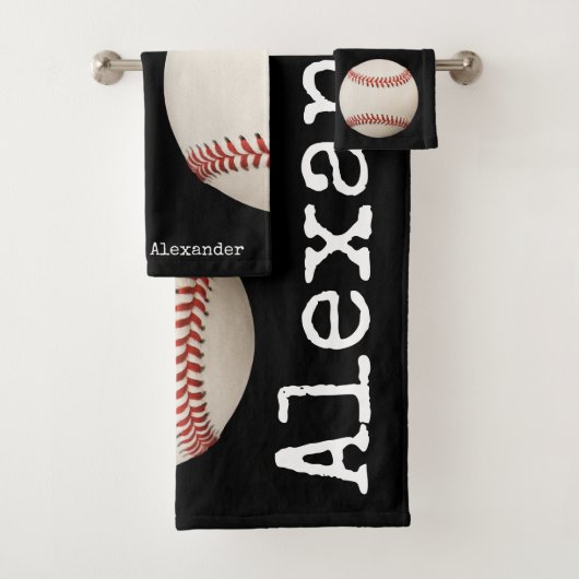 Monogrammed name,  Baseball Black Bad Handdoek (Insitu)