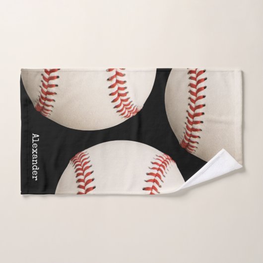 Monogrammed name,  Baseball Black Bad Handdoek (Handdoek)