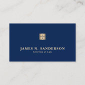 Monogrammed name elegant luxury navy gold lawyer visitekaartje (Voorkant)