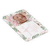 Monogrammed Name Floral Pink Birth Announcement Magneet (Rechterzijde)