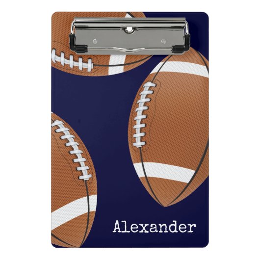Monogrammed Name Football Navy Blue Clipboard Mini Klembord (Voorkant)