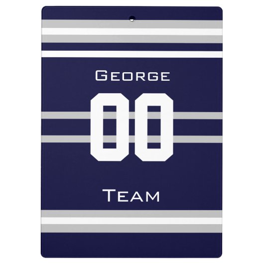 Monogrammed Name Football Navy Blue Planner Klembord (Achterkant)