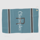 Monogrammed Name Initiaal Golfer Stylish Turquoise Golfhanddoek (Horizontaal)