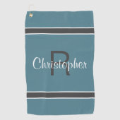Monogrammed Name Initiaal Golfer Stylish Turquoise Golfhanddoek (Voorkant)