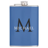 Monogrammed Name Initial Black Blue Custom Heupfles (Voorkant)