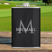 Monogrammed Name Initial Black Gray Custom Heupfles