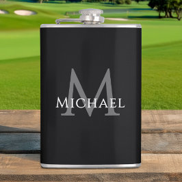 Monogrammed Name Initial Black Gray Custom Heupfles