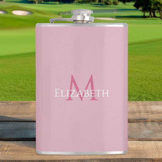 Monogrammed Name Initial Pink Custom Heupfles