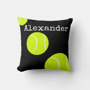 Monogrammed Name Tennis Ball Black Kussen