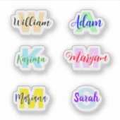 Monogrammed namen, doorzichtige waterdichte Sticke Sticker (Voorkant)