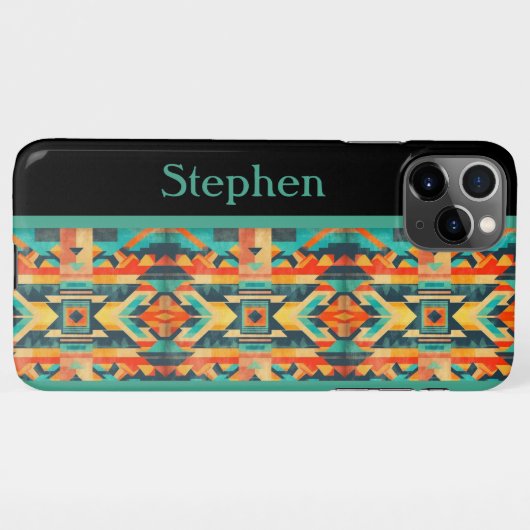 Monogrammed Native American Aztec iPhone Hoesje (Achterkant horizontaal)