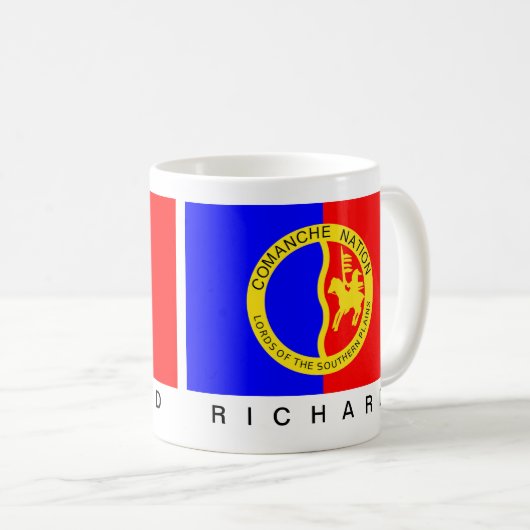 Monogrammed Native American Comanche Nation Flag Koffiemok (Voorkant rechts)