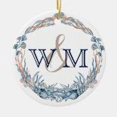 Monogrammed Nautical Blue Mauve Zee Shell Ornament (Voorkant)
