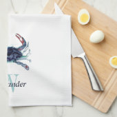 Monogrammed Nautical Navy Blue Grey Blauwgroen kra Theedoek (Quarter Fold)