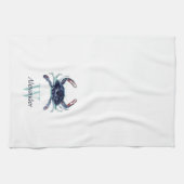 Monogrammed Nautical Navy Blue Grey Blauwgroen kra Theedoek (Horizontaal)
