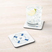 Monogrammed nautische Waterverf boot reddingsboei Bier Onderzetter (Rechterzijde)