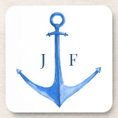 Monogrammed nautische Waterverf bootanker Bier Onderzetter (Voorkant)