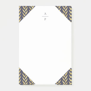 Monogrammed Navy and Gold Leaf Post-it® Notes