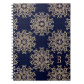 Monogrammed Navy Blue and Gold Notebook Journal Notitieboek (Voorkant)