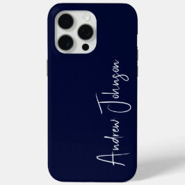 Monogrammed Navy Blue iPhone 15 Pro Max Hoesje